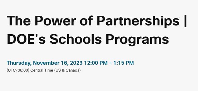 The Power of Partnerships | The Department of Energy's Schools Programs